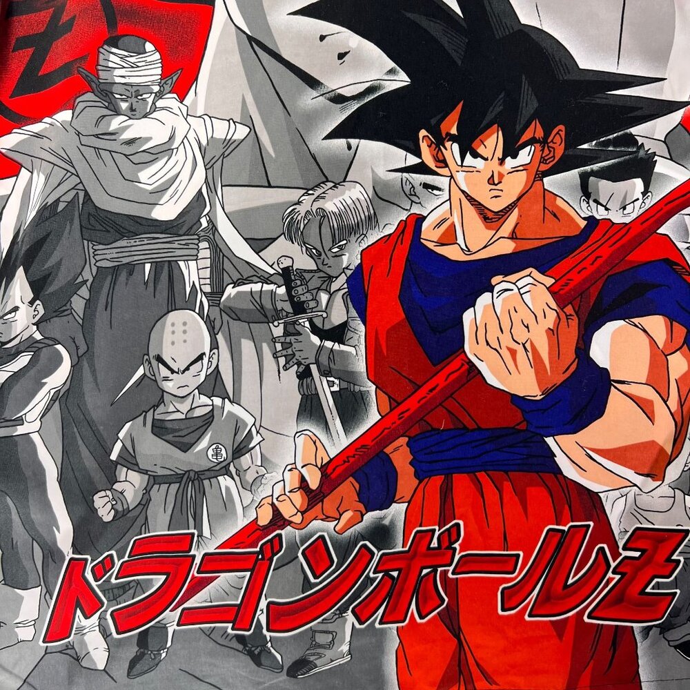 Vtg Dragon Ball Z Anime GOKU Graphic Shirt Y2K All Over Print Button Up Mens Lg - Picture 9 of 14